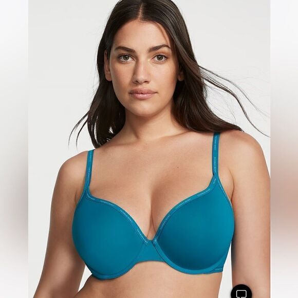 Victoria Secret Evening Tide Blue T-Shirt Push-Up Perfect Shape Bra - Picture 1 of 4